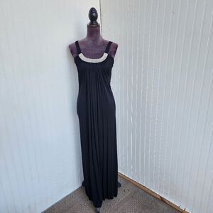 Alythea Jewel Scoop Neck Sleeveless Long Maxi Dress Stretch Rayon Jersey Sz M